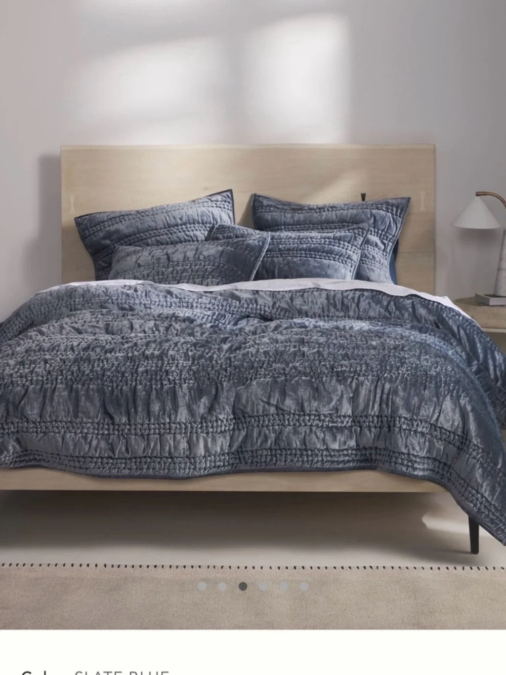 new Anthropologie lustered velvet Alastair euro sham pillow cover slate blue